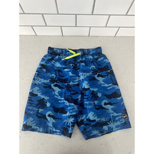 Speedo Swim Trunks Bathing Suit Blue Palm Trees‎ Boy’s Size XL Mesh Lined